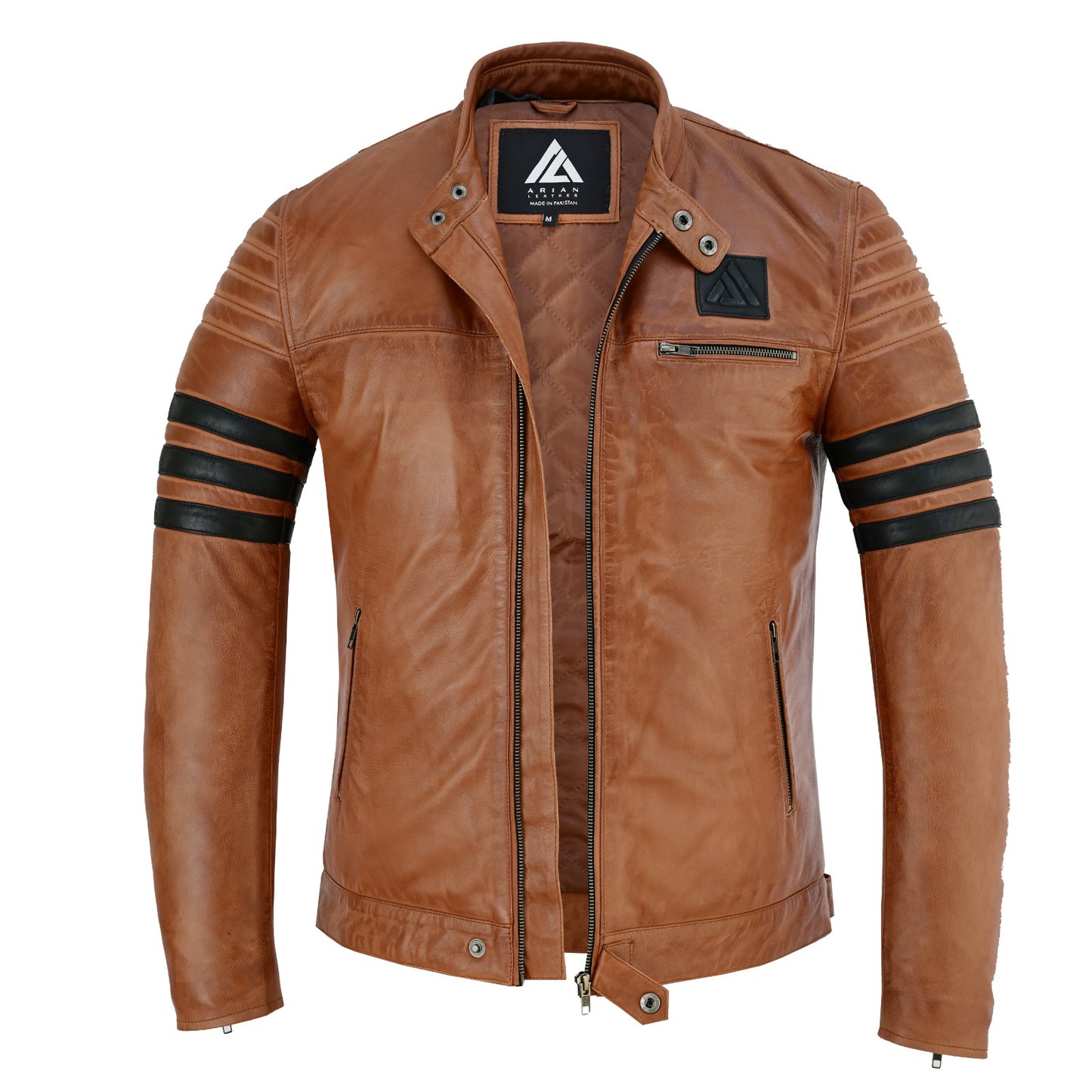 Stripes men's leather jacket – view 4