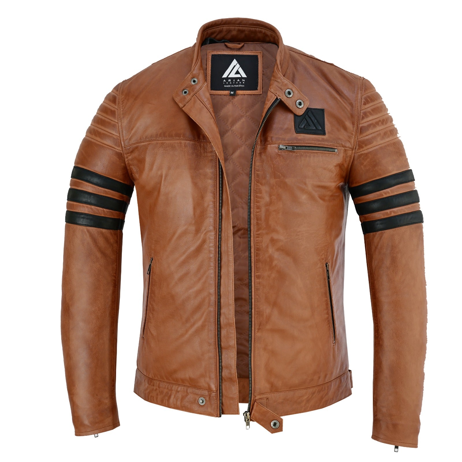 Stripes men's leather jacket – view 4
