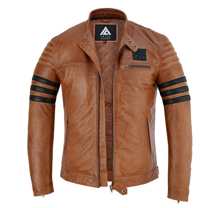 Stripes men's leather jacket – view 4