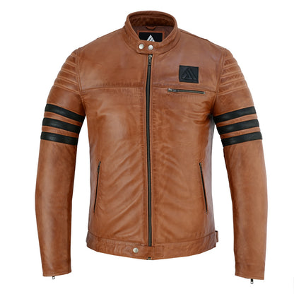 Stripes men's leather jacket – view 5