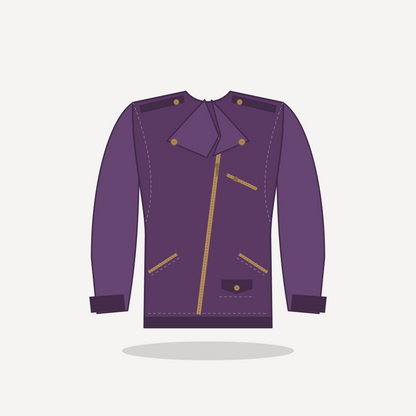 Phantom in Purple with Brass hardware — custom men's leather jacket by Arian Leather