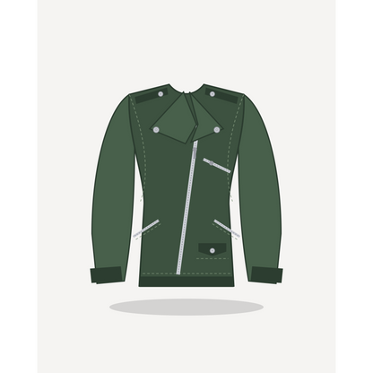 Phantom in Green with Silver hardware — custom women's leather jacket by Arian Leather