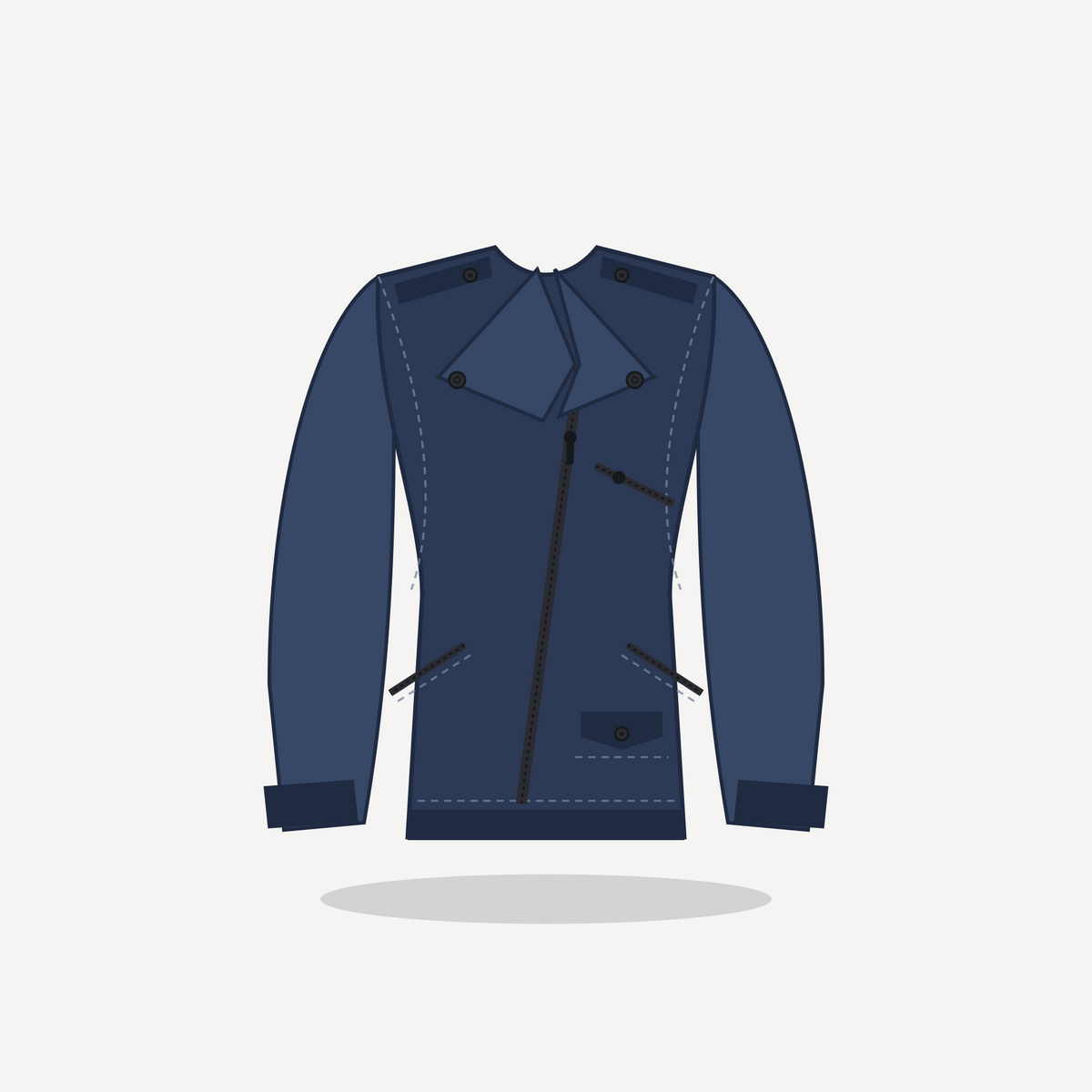 Phantom in Navy Blue with Black hardware — custom women's leather jacket by Arian Leather