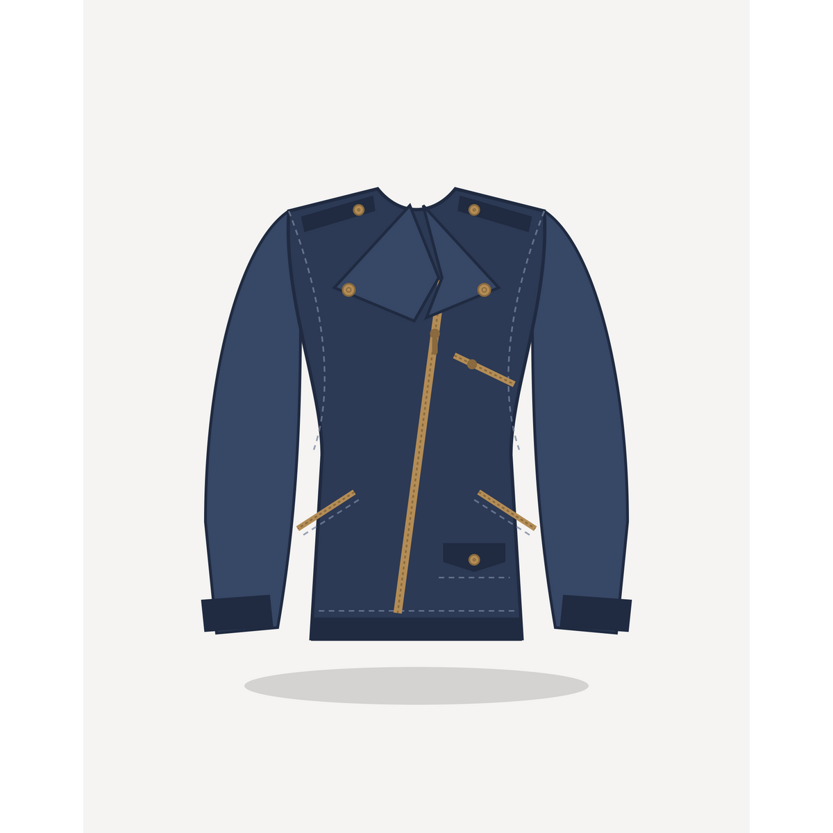 Phantom in Navy Blue with Brass hardware — custom women's leather jacket by Arian Leather