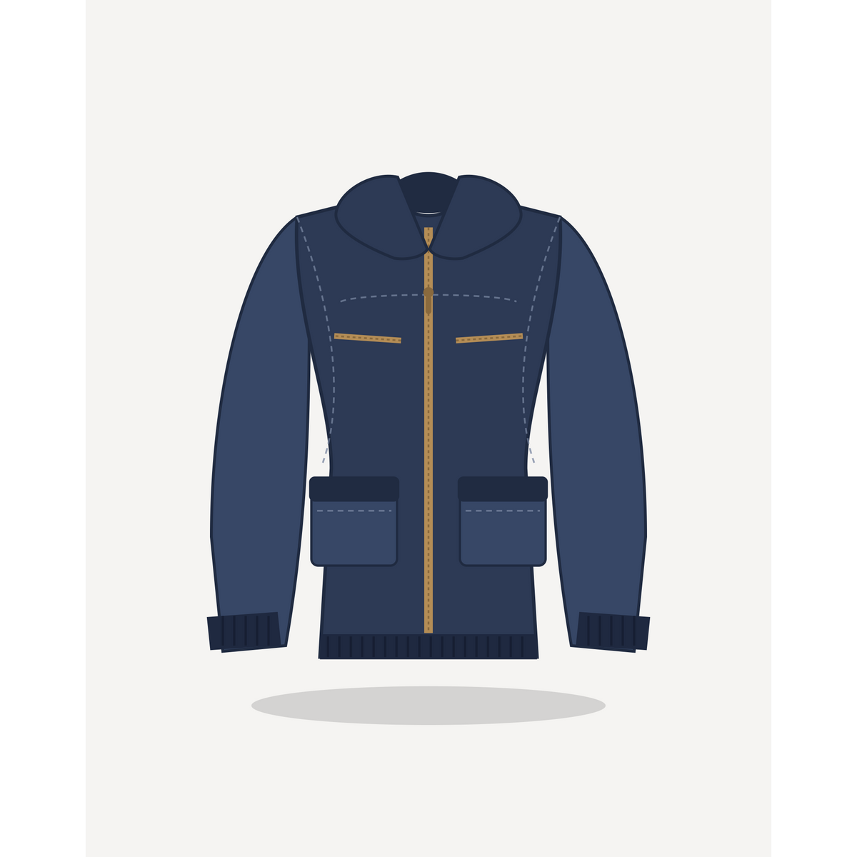 Pilot in Navy Blue with Brass hardware — custom women's leather jacket by Arian Leather